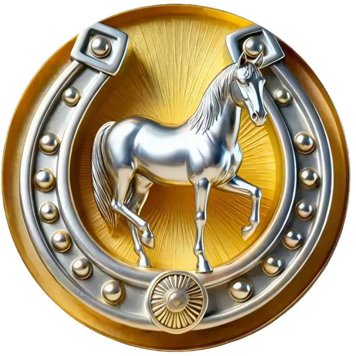 Gold-Tone Horseshoe Round Brooch – Lucky Glass Cabochon Pin, Symbol of Good Fortune, Perfect Gift for Horse Lovers & Equestrian Enthusiasts